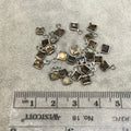 BULK PACK of Six (6) Gunmetal Sterling Silver Pointed/Cut Stone Faceted Diamond Shaped Smoky Quartz Bezel Pendants - Measuring 4mm x 4mm