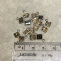 BULK PACK of Six (6) Gunmetal Sterling Silver Pointed/Cut Stone Faceted Diamond Shaped Smoky Quartz Bezel Pendants - Measuring 5mm x 5mm