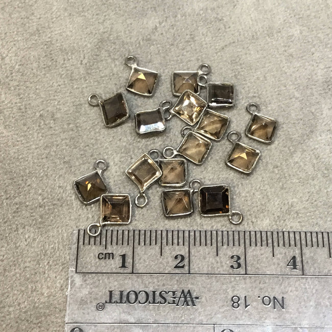 BULK PACK of Six (6) Gunmetal Sterling Silver Pointed/Cut Stone Faceted Diamond Shaped Smoky Quartz Bezel Pendants - Measuring 5mm x 5mm