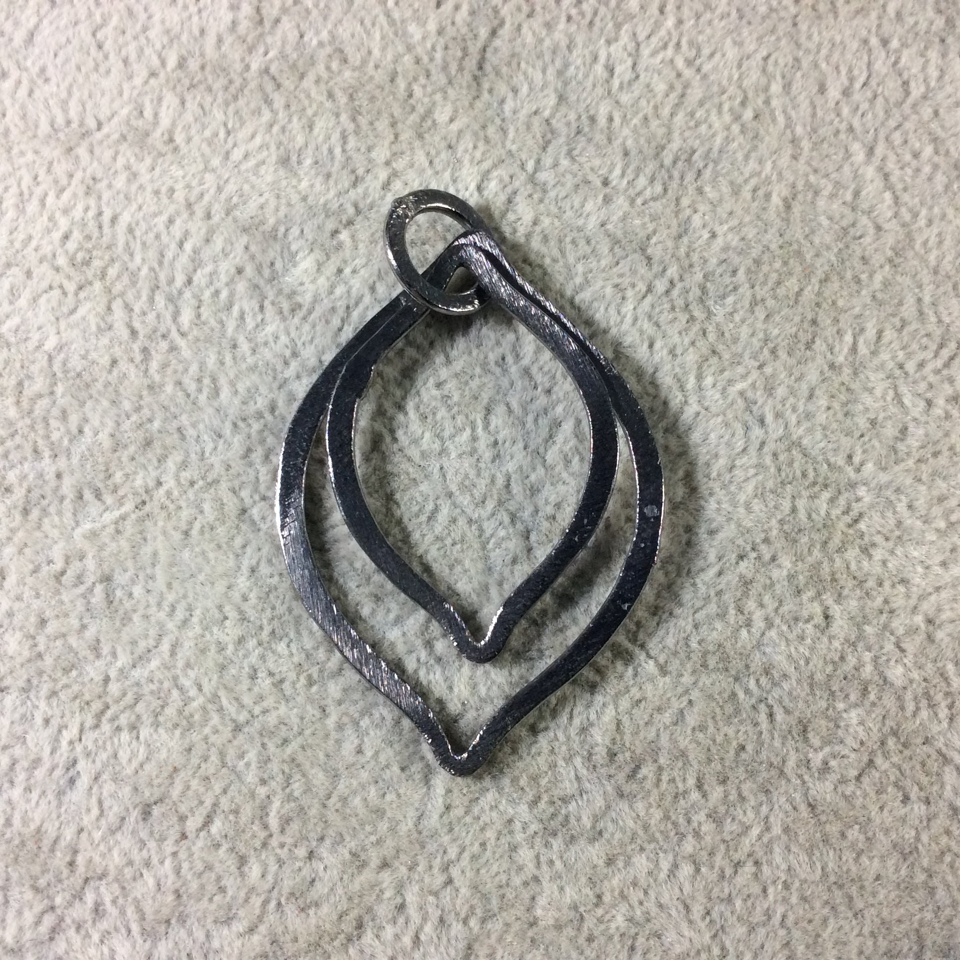 Large Sized Gunmetal Plated Copper Open Double Marquise Shaped Components ~ 46mm, 36mm, With Jump Ring  Sold in Packs of 10 (435-GM)