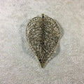 Oxidized Gold Plated Leaf Shaped Inlaid Plated Copper Base Metal Focal Pendant - Measuring 55mm x 82mm  - Sold Individually