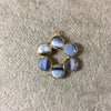 26mm Gold Finish Faceted Natural Blue Opal 6 Petal (8mm) Flower Shaped Plated Copper Bezel Pendant - Sold Individually, Random