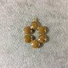 26mm Gold Finish Faceted Natural Honey Jasper 6 Petal (8mm) Flower Shaped Plated Copper Bezel Pendant - Sold Individually, Random