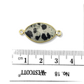 Gold Plated Natural Dalmatian Jasper Faceted Marquise  Shaped Copper Bezel Connector - Measures 10mm x 20mm - Sold Individually, Random
