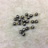 6mm Glossy Finish Gunmetal Plated Brass Round/Ball Shaped Metal Spacer Beads with 1mm Holes - Loose, Sold in Pre-Packed Bags of 20 Beads