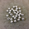 8mm Sandblasted Stardust Finish Bright Silver Base Metal Round/Ball Beads with 1.5mm Holes - Loose, Sold in Pre-Packed Bags of 45 Beads