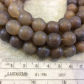 12mm Semi-Matte Finish Smooth Round Mixed Brown Agate Beads - 15" Strand (Approximately 33 Beads) - Natural Semi-Precious Gemstone