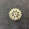 Medium Sized Gold Plated Copper Open Cutout Gear/Flower Shaped Components - Measuring 21mm x 21mm - Sold in Packs of 10 (247-GD)