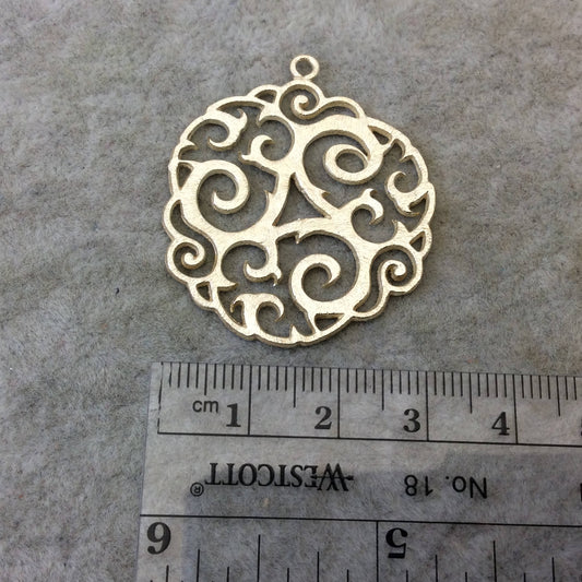 Medium Sized Gold Plated Tribal Swirl Cutout Shaped Brushed Finish Copper Components - Measuring 32mm x 32mm - Sold in Packs of 4 (365-GD)