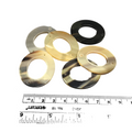 1.5" Semi-Transparent Black/Brown Open Oval Shaped Lightweight Natural Horn Connector Component with 2mm Holes - Measuring 33mm x 39mm