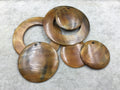 3.5" Opaque Mixed Brown Open Ring Shaped Lightweight Natural Horn Pendant/Component - Measuring 90mm x 90mm