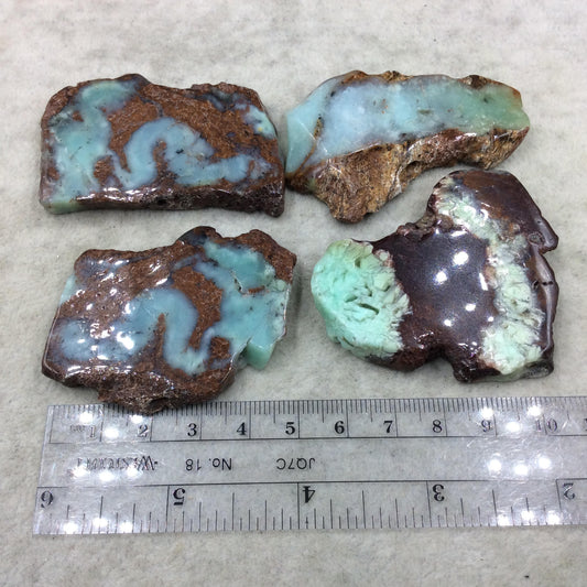 Mixed Chrysoprase Medium Freeform Polished Slab Beads - ~ 30-45mm x 40-60mm - Sold Individually, At Random - Natural Semi-Precious Gemstone