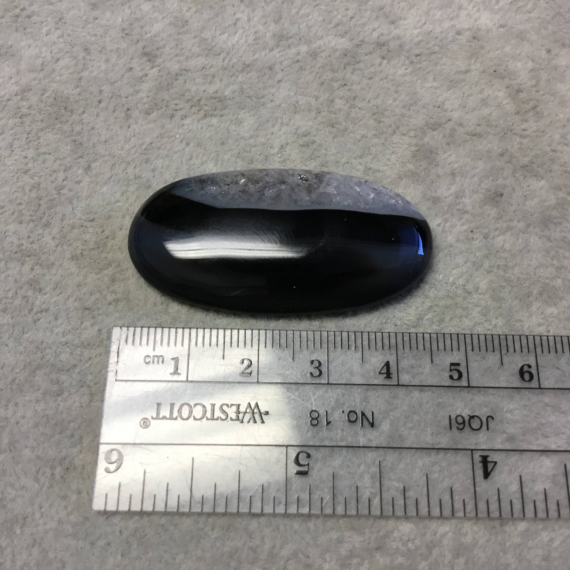 Natural Black Sardonyx Oblong Oval Shaped Flat Back Cabochon "B-9" - Measuring 24mm x 47mm, 6mm Dome Height - Natural High Quality Gemstone