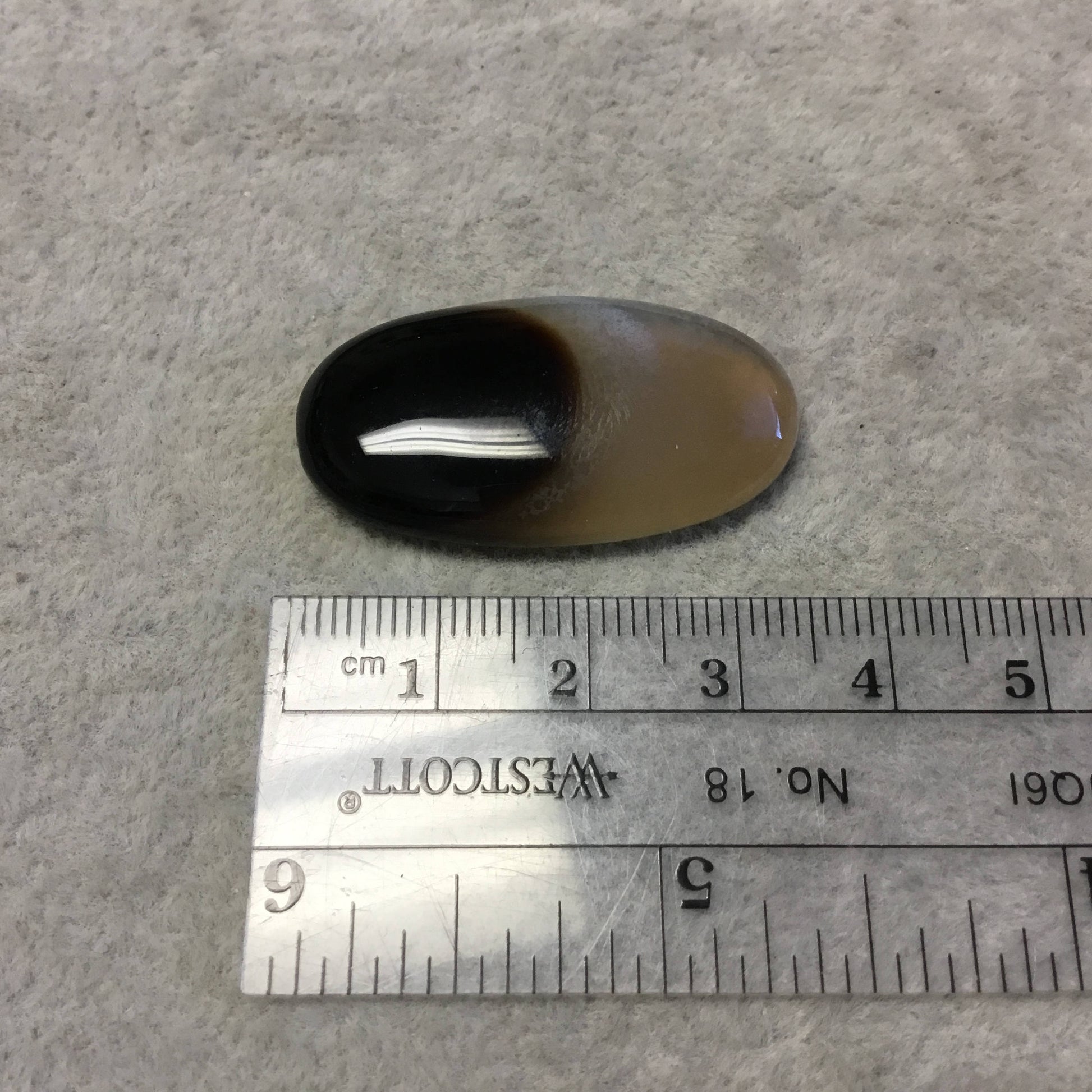 Natural Black/Brown Sardonyx Oblong Oval Shaped Flat Back Cabochon "B-12" - Measuring 19mm x 35mm, 5mm Dome Height - Natural Gemstone
