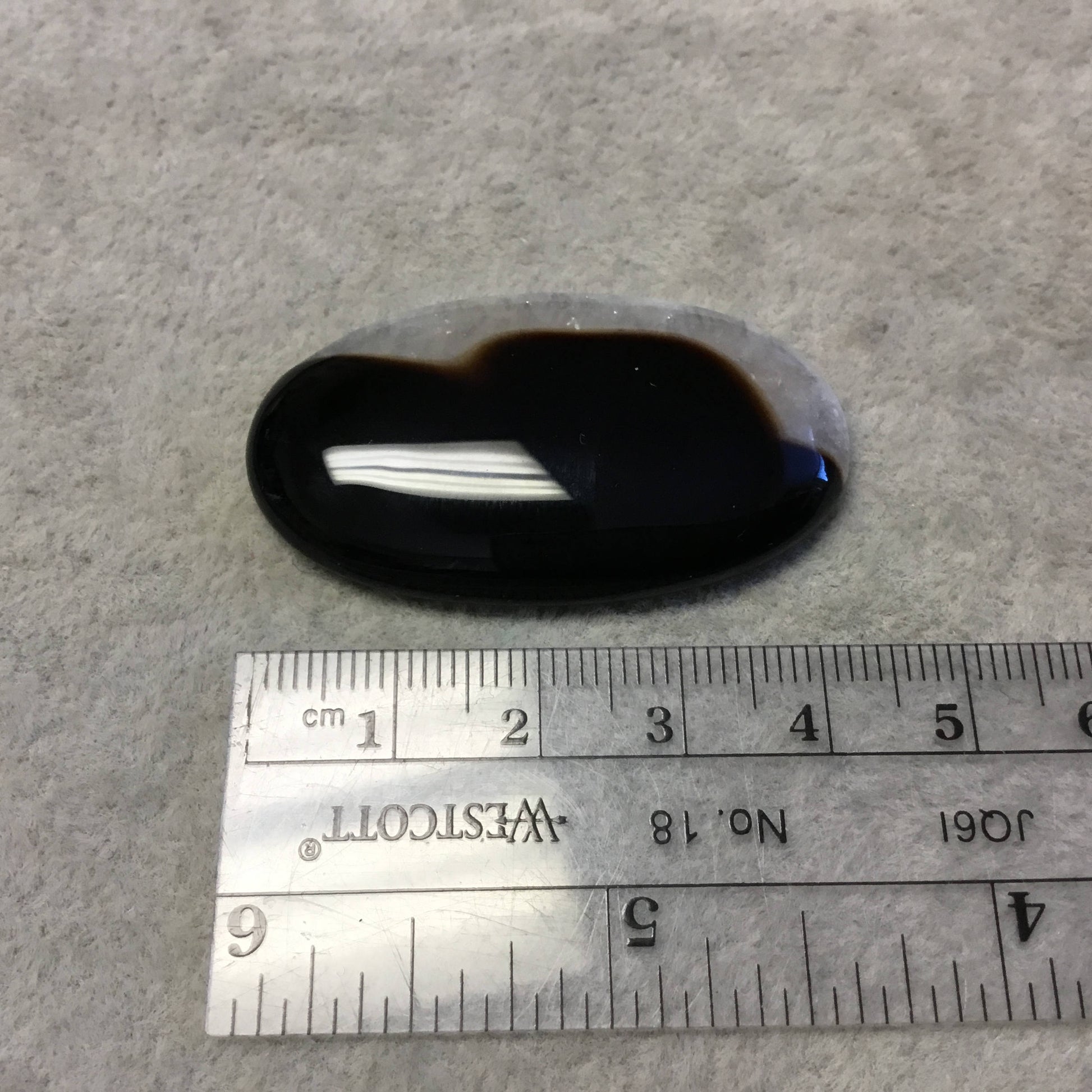 Natural Black/Brown Sardonyx Oblong Oval Shaped Flat Back Cabochon "B-13" - Measuring 26mm x 45mm, 6mm Dome Height - Natural Gemstone