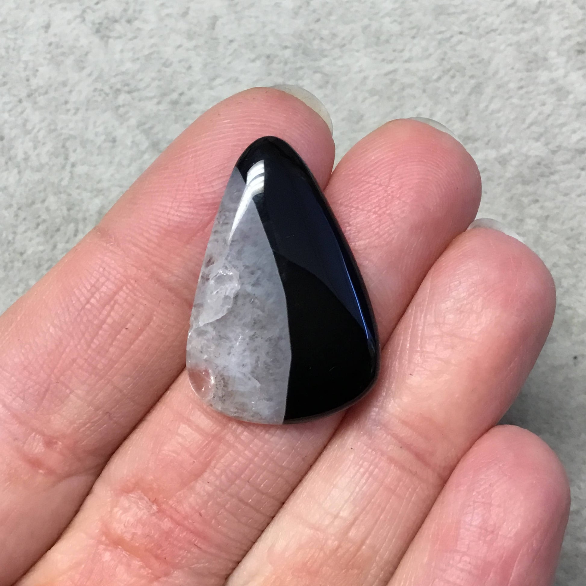 Natural Black Sardonyx Pear/Teardrop Shaped Flat Back Cabochon "B-16" - Measuring 20mm x 30mm, 4mm Dome Height - Natural Gemstone
