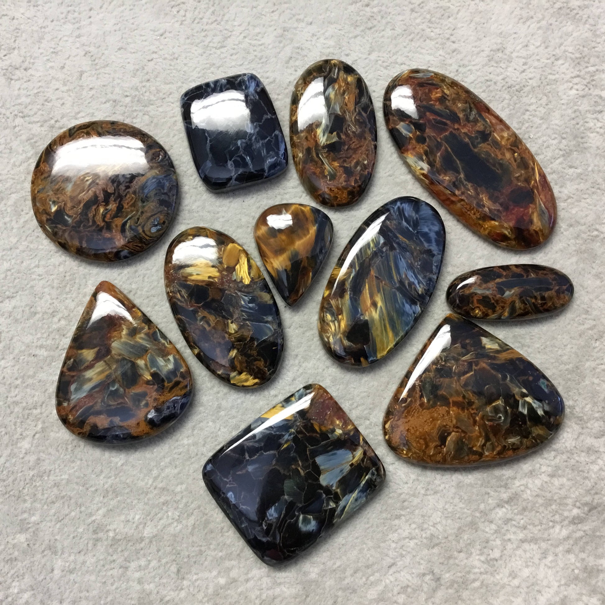 OOAK Natural Namibian Pietersite Oblong Oval Shaped Flat Back Cabochon "3"- Measuring 22mm x 38mm, 4mm Dome Height - High Quality Gemstone