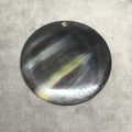 2.5" Black/Brown Coin/Disc Shaped Lightweight Natural Horn Pendant with 4mm Drilled Hole - Measuring 67mm x 67mm, 4mm Thick - (TR)