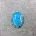 OOAK Gold Plated Stabilized Brazilian Turquoise Oval Shaped Bezel Pendant "BT07" - Measuring 30mm x 42mm - Sold Individually , As Pictured