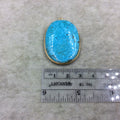 OOAK Gold Plated Stabilized Brazilian Turquoise Oval Shaped Bezel Pendant "BT07" - Measuring 30mm x 42mm - Sold Individually , As Pictured