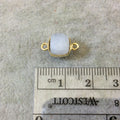 Gold Finish Faceted Rainbow Moonstone Cube/Square Shape Plated Copper Bezel Connector - ~ 7-8mm - Natural Gemstone - Sold Individually