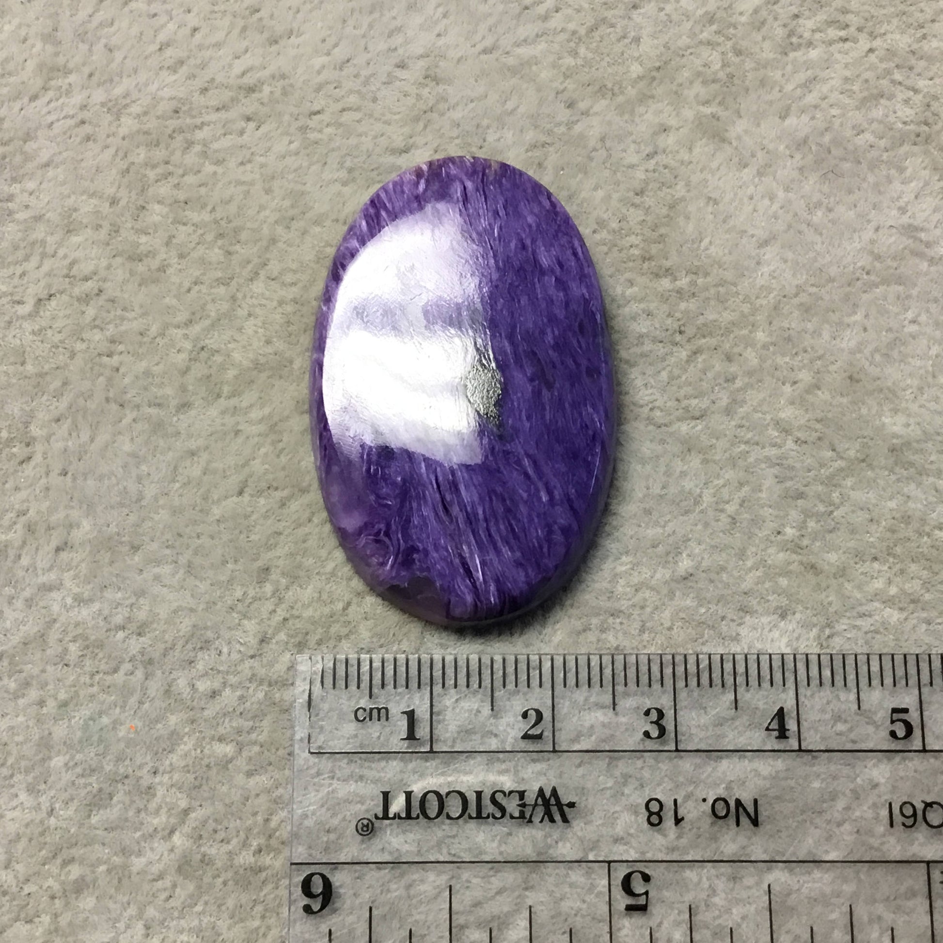 OOAK Natural Purple Charoite Oblong Oval Shaped Flat Back Cabochon "2" - Measuring 26mm x 41mm, 5mm Dome Height - High Quality Gemstone Cab