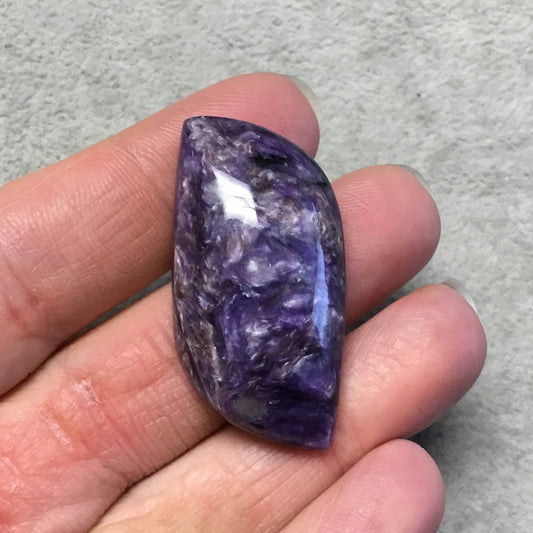 OOAK Natural Purple Charoite Freeform Shaped Flat Back Cabochon "22" - Measuring 21mm x 42mm, 9mm Dome Height - High Quality Gemstone Cab