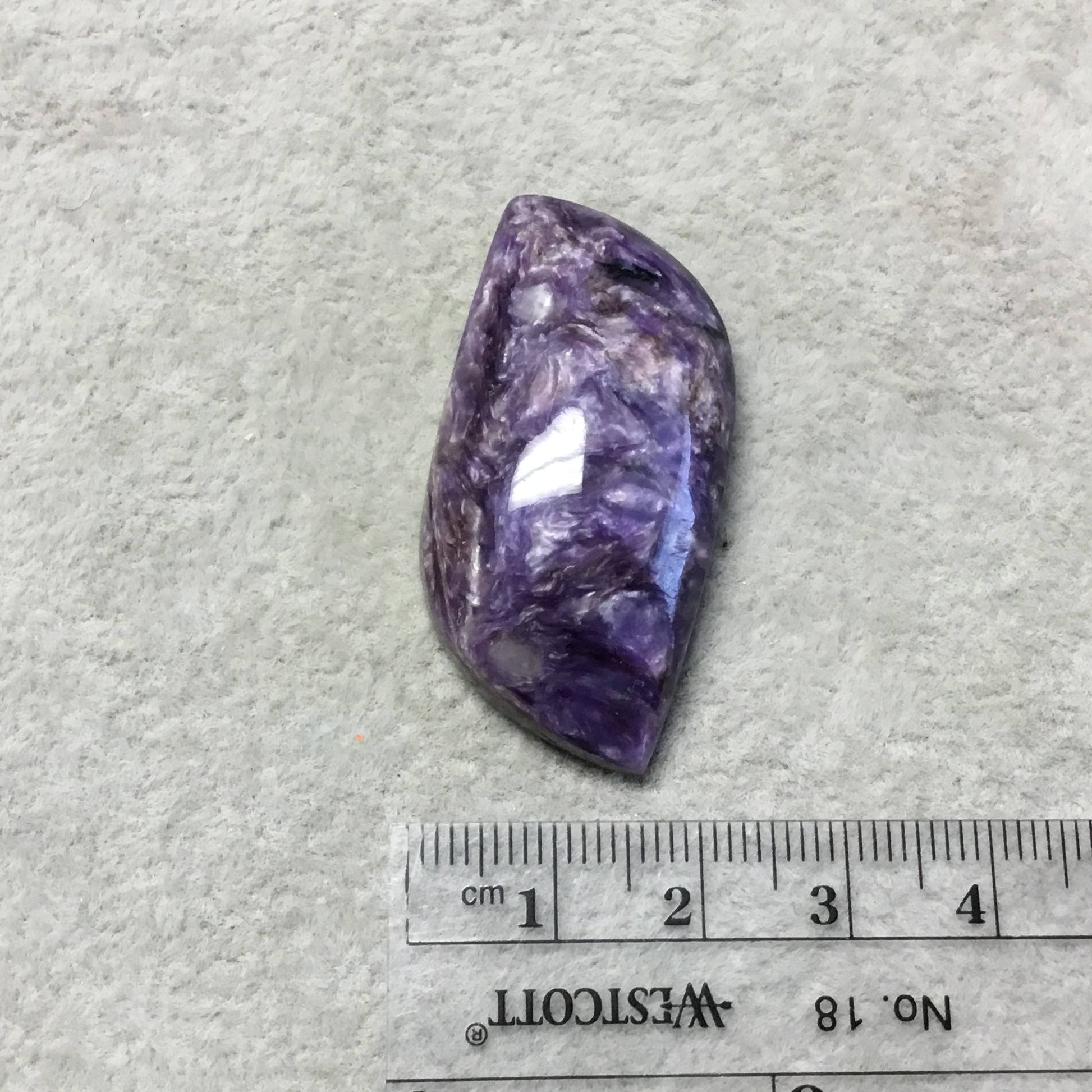 OOAK Natural Purple Charoite Freeform Shaped Flat Back Cabochon "22" - Measuring 21mm x 42mm, 9mm Dome Height - High Quality Gemstone Cab