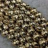 Gold Finish Dotted Pattern Flattened Round/Saucer Shape Plated Pewter Beads (11436)- 8" Strand (Approx 20 Beads) - 9mm x 9mm - 2mm Hole Size