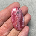 OOAK AAA Rhodochrosite Oblong Oval Shaped Flat Back Cabochon "9" - Measuring 23mm x 43mm, 5mm Dome Height - Natural High Quality Gemstone