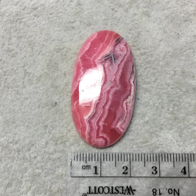 OOAK AAA Rhodochrosite Oblong Oval Shaped Flat Back Cabochon "9" - Measuring 23mm x 43mm, 5mm Dome Height - Natural High Quality Gemstone