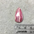 OOAK AAA Rhodochrosite Pear/Teardrop Shaped Flat Back Cabochon "17" - Measuring 16mm x 28mm, 5mm Dome Height - Natural High Quality Gemstone
