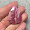 OOAK AAA Rhodochrosite Pear/Teardrop Shaped Flat Back Cabochon "26" - Measuring 27mm x 36mm, 6mm Dome Height - Natural High Quality Gemstone