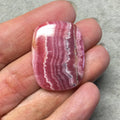 OOAK AAA Rhodochrosite Rectangle Shaped Flat Back Cabochon "41" - Measuring 26mm x 34mm, 4mm Dome Height - Natural High Quality Gemstone