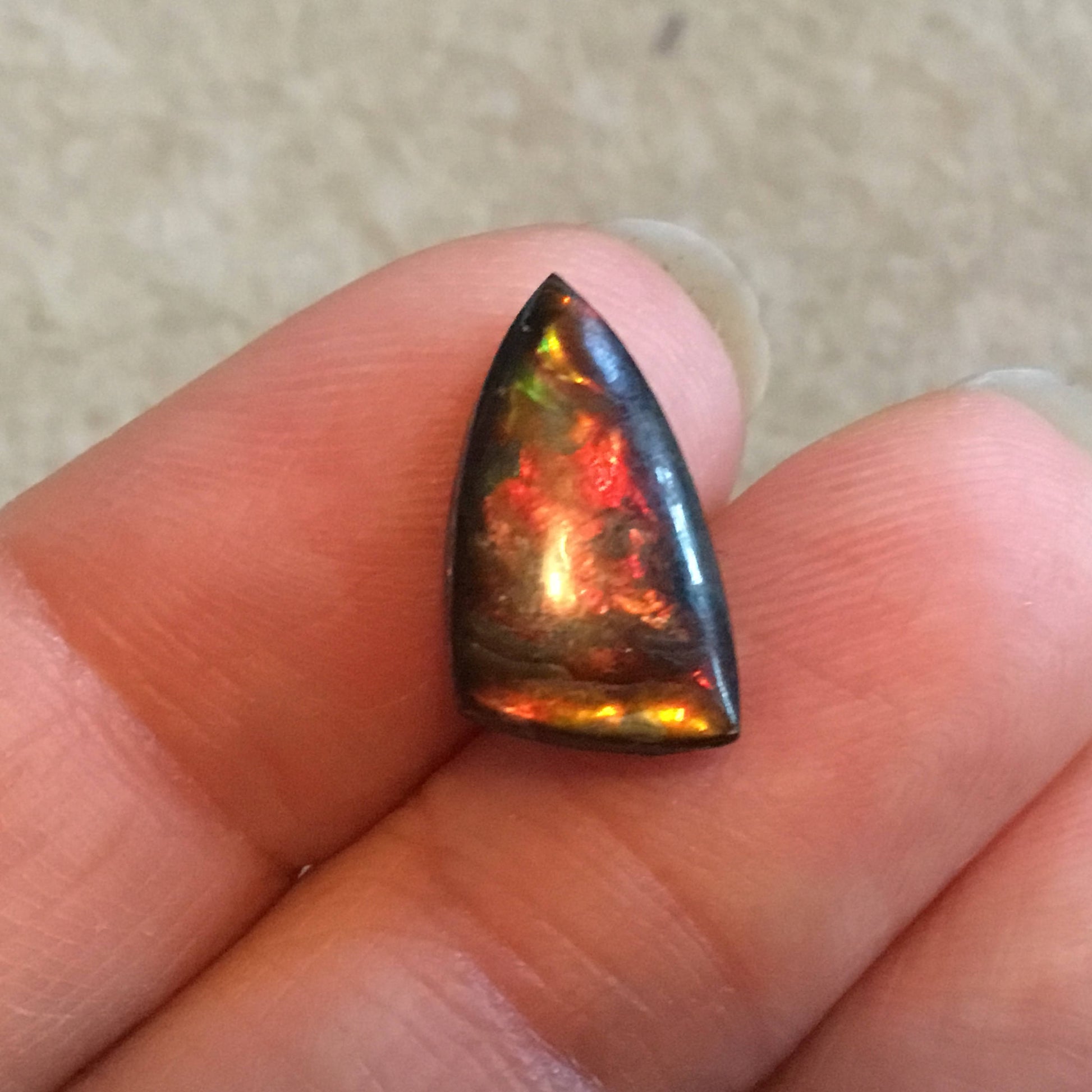 OOAK Backed Ammonite Freeform Triangle Shaped Flat Back Cabochon "20" - Measuring 9mm x 17mm, 3mm Dome Height - Natural High Quality Fossil