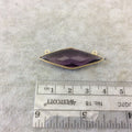 Long Gold Finish Faceted Hydro Purple Quartz Diamond Shaped Bezel Pendant Component - Measuring 13mm x 38mm - Natural Semi-precious Gemstone