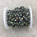 Gunmetal Plated Copper Wrapped Rosary Chain with 4mm MATTE Smooth African Turquoise Jasper Round Shaped Beads - Sold by the foot! (CH205-GM)