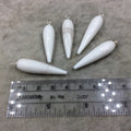 Large Sterling Silver Finish Faceted Spike Opaque White Quartz Bezel Component - ~10 x 35-40mm - Sold Per Each, Selected at Random