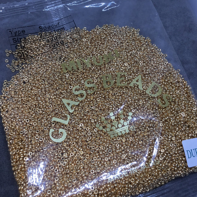 Full BAG of 1mm x 2mm Glossy Galvanized Gold Genuine Miyuki Glass Seed Spacer Beads  - Sold Per 100 Gram Bag (Approx. 10,000 Beads)