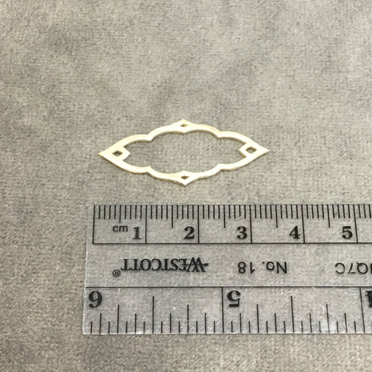 15mm x 34mm Gold Brushed Finish Open Cutout Marquise Shaped Plated Copper Components - Sold in Pre-Counted Bulk Packs of 10 Pieces (M192)