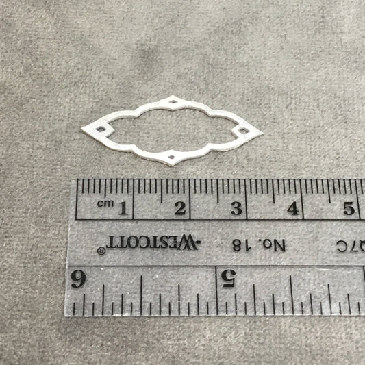15mm x 34mm Silver Brushed Finish Open Cutout Marquise Shaped Plated Copper Components - Sold in Pre-Counted Bulk Packs of 10 Pieces