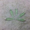 Small Sterling Silver Finish Faceted Spike Opaque Spring Green Quartz Component  7 x 22-25mm - Sold Per Each, Selected at Random