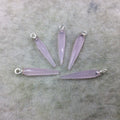 Small Sterling Silver Finish Faceted Spike Opaque Pink Quartz Component  7 x 22-25mm - Sold Per Each, Selected at Random