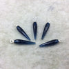 Small Sterling Silver Finish Faceted Spike Transparent Navy Blue Quartz Component  7 x 22-25mm - Sold Per Each, Selected at Random