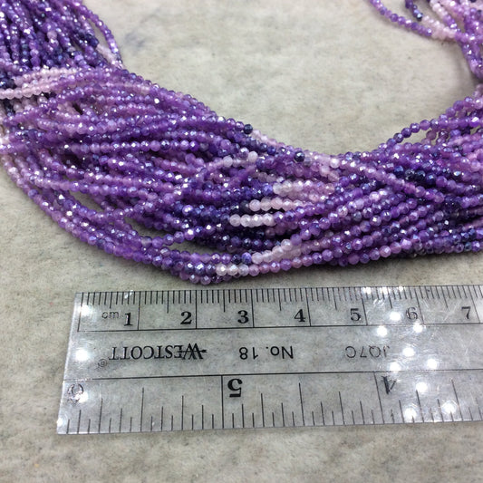 2mm x 2.25mm Faceted Mystic Purple Ombre/Gradient Dyed Natural Quartz Round/Rondelle Beads - Sold by the 13" Strand (Approx. 160 Beads)