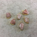 Gold Finish Medium Raw Nugget Genuine Peach Sunstone Wavy Bezel Pendant - 15mm - 20mm Long, Approx. - Sold Individually, Selected Randomly