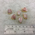 Gold Finish Medium Raw Nugget Genuine Peach Sunstone Wavy Bezel Pendant - 15mm - 20mm Long, Approx. - Sold Individually, Selected Randomly