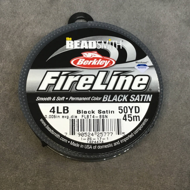50 Yard Spool of 4lb. Black Satin Colored Fireline® Braided Beading Th –  Only Beads