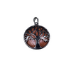 1" Gunmetal Plated Copper Cut Out Tree Focal Bezel Pendant with Goldstone - Measures 26mm x 26mm - Sold Per Each, Chosen at Random