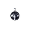 1" Silver Plated Copper Cut Out Tree Focal Bezel Pendant with Black Agate Stone - Measures 26mm x 26mm - Sold Per Each, Chosen at Random